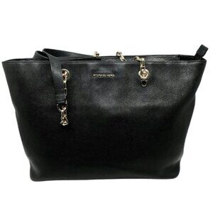 MICHAEL KORS ~Mercer Chain Link Tote~BLACK LEATHER LARGE LAPTOP SHOULDER BAG